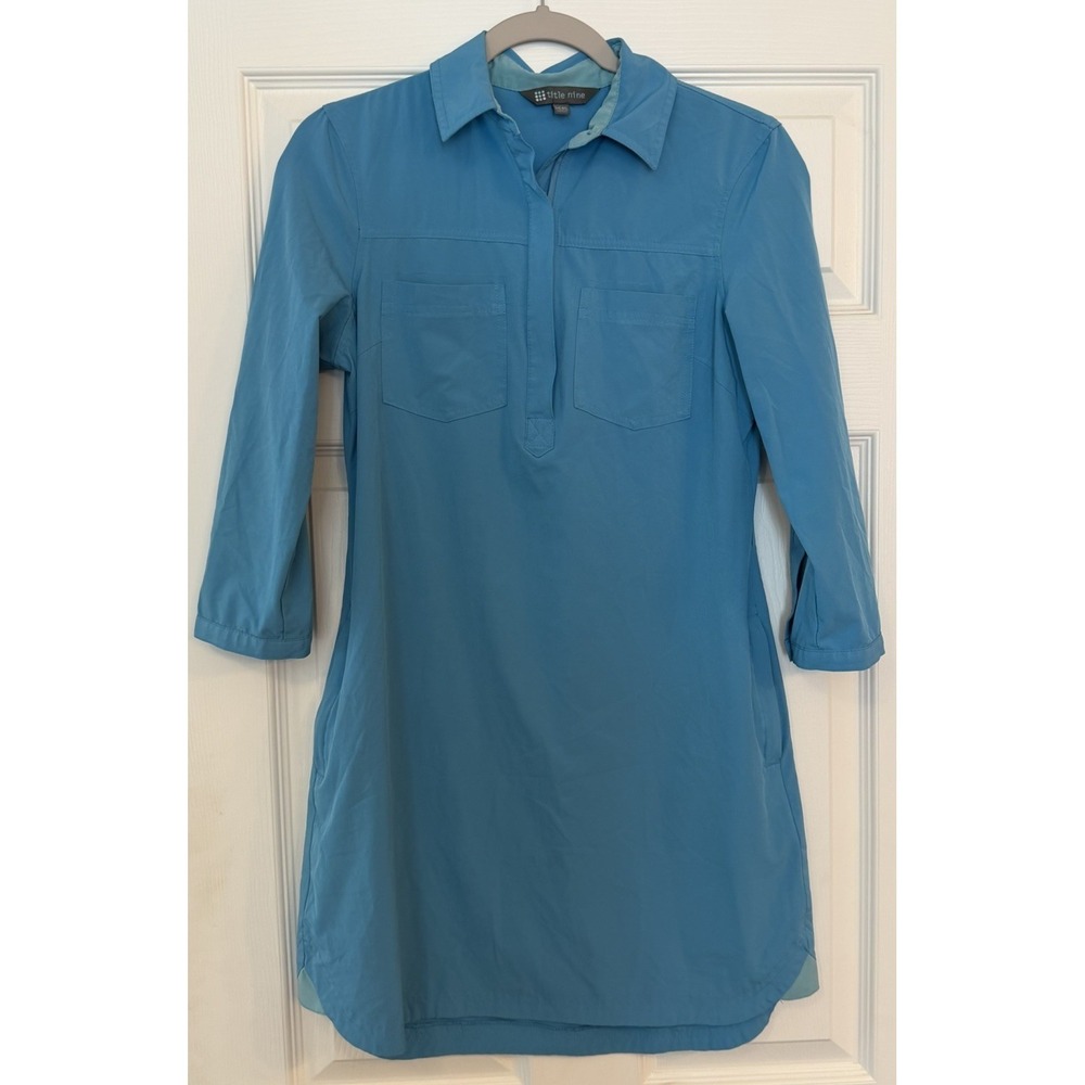 Title Nine Wren Shirt Dress Turquoise Utility Zip Athleisure Errands Casual XS